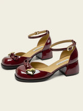 Solide Französisch Vintage Mary Janes Schuhe Frauen Bogen-knoten Süße Elegante Pumps Schuhe Weibliche Herz-form Koreanische Mode schuhe 2024 Neue